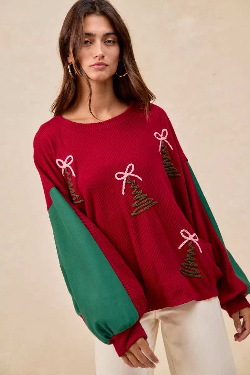 BiBi Christmas Theme Tree Embroidered Sweater - Image 14