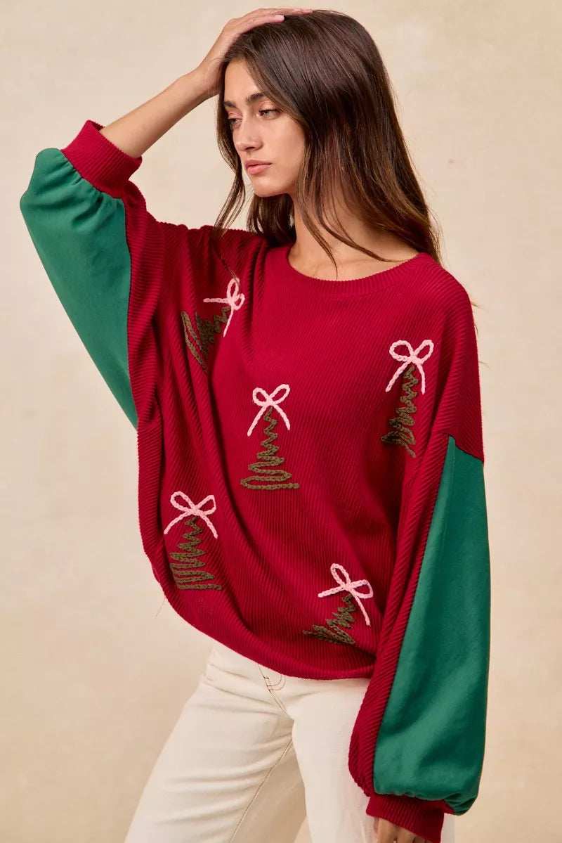 BiBi Christmas Theme Tree Embroidered Sweater - Image 8