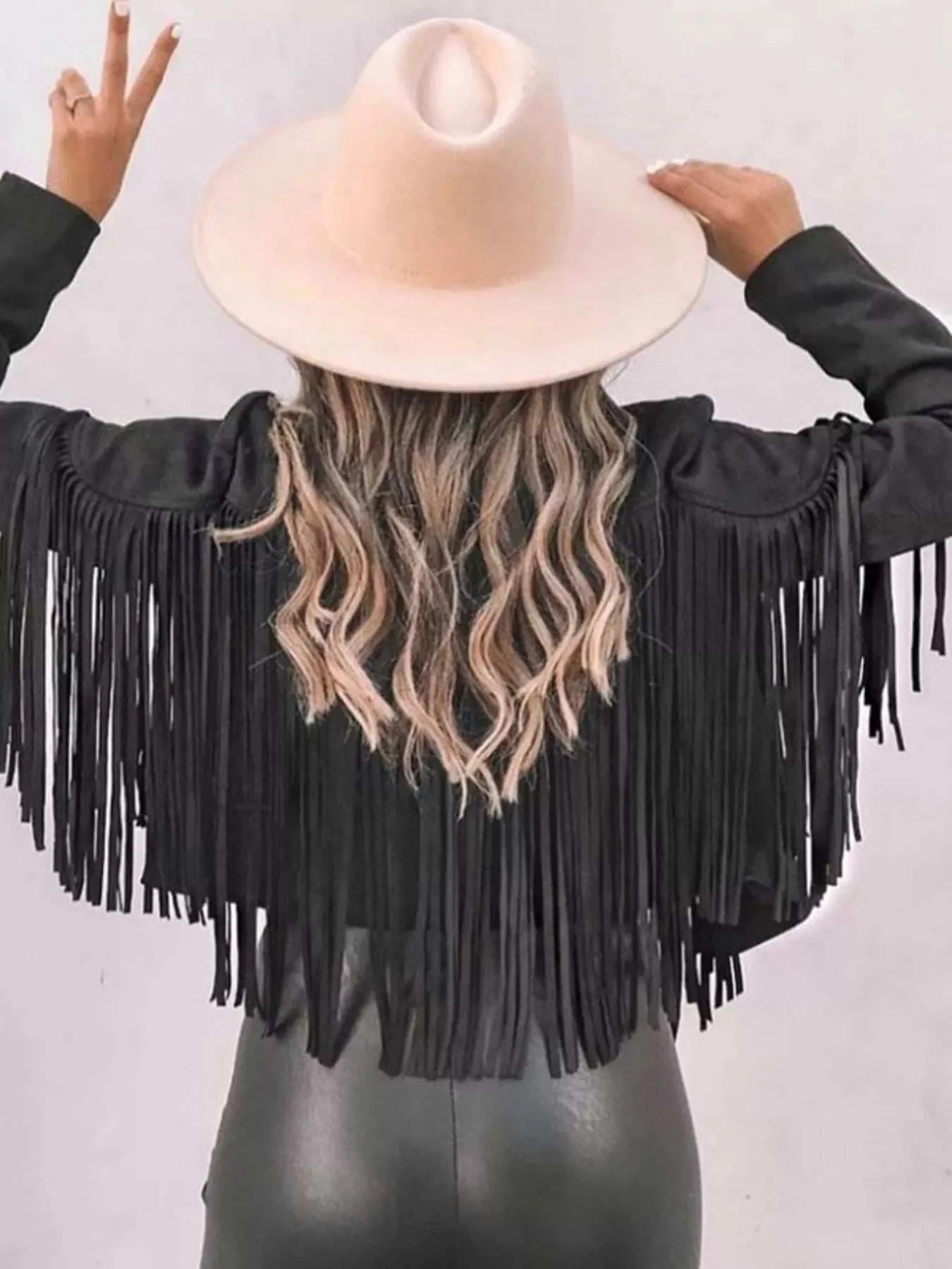 Fringe Open Front Cropped Jacket - Image 8