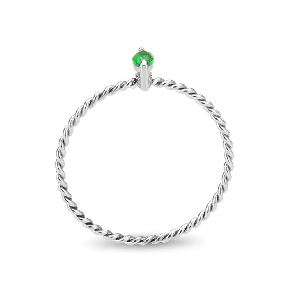 High polished (no plating) Stainless Steel Ring with Synthetic in Emerald tk3861 - Image 3