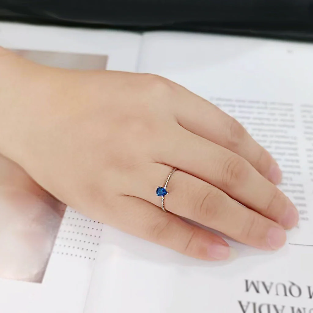 High polished (no plating) Stainless Steel Ring with Synthetic in Montana tk3862 - Image 5