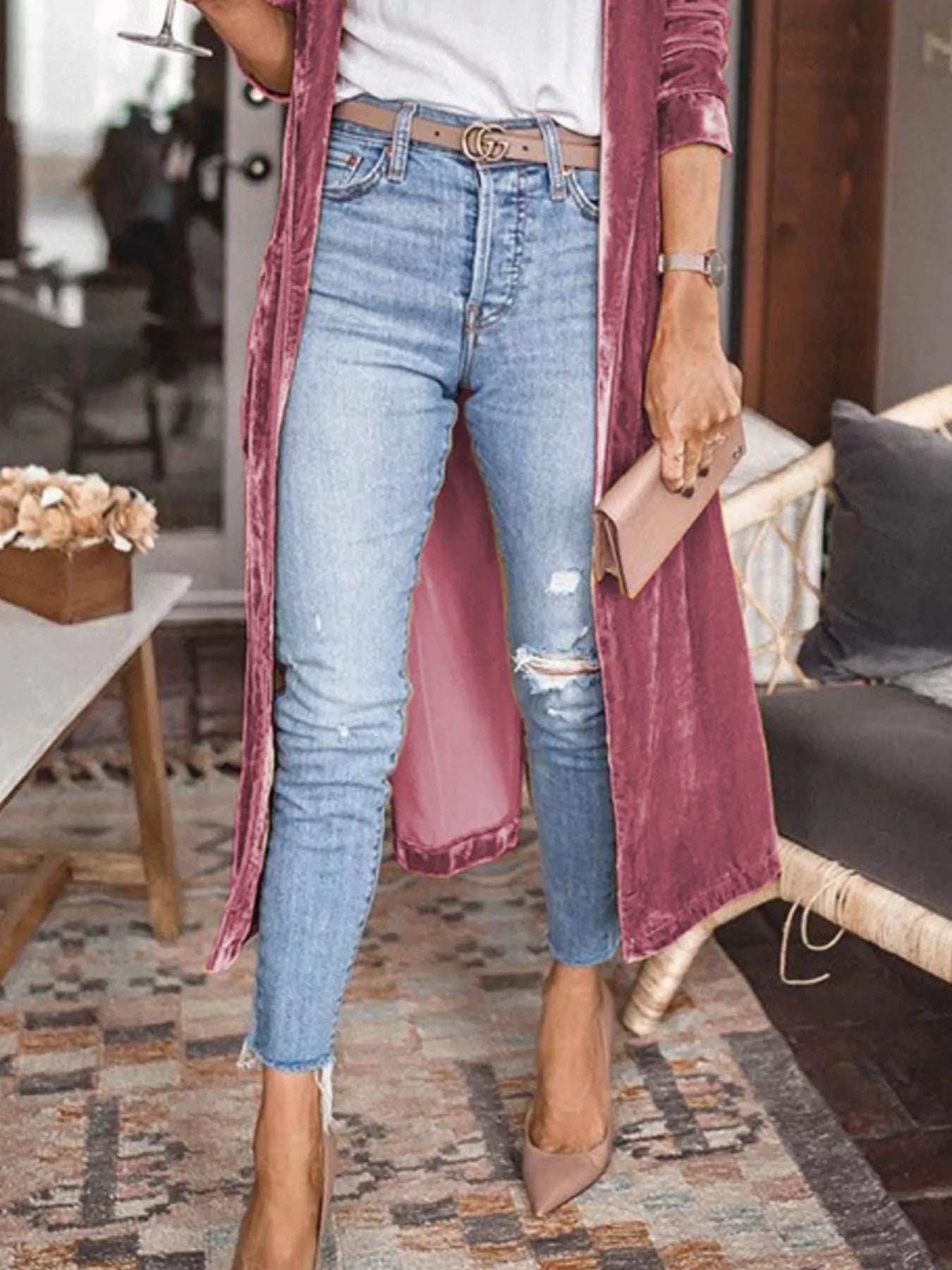 Open Front Long Sleeve Longline Cardigan - Image 13