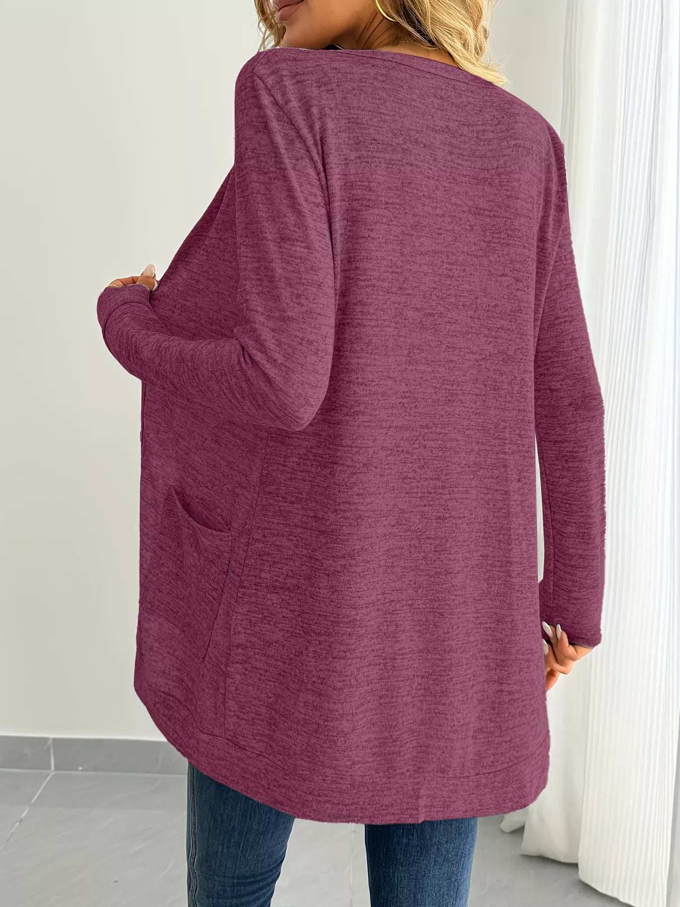 Open Front Longline Cardigan with Side Pockets - Image 13