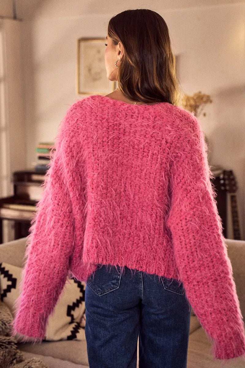 SO ME Soft Touch Hairy Loose Fit Cozy Sweater Cardigan - Image 17